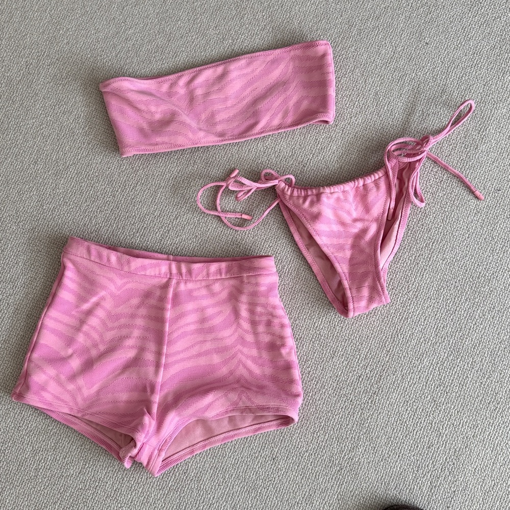 Triangl cami Moreno  Zebra Print Bikini Set and shorts- S/XS
